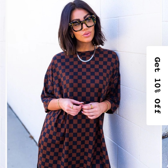 dressed in LALA Pants - Checkered Brown and Black 2 piece set